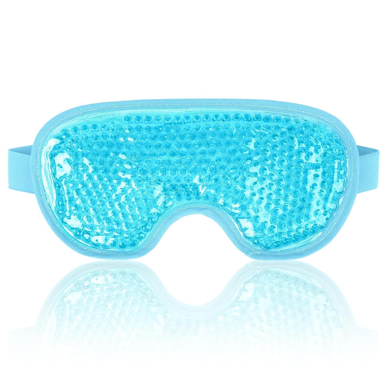 FEXXA Light Blue: Eye Mask Sleeping Reusable Gel Beads Eye Mask For Hot Cold Therapy, Pain Relief Mask And Eye Pillow For Puffy Eyes, Stress Relief, Migraine, Headache And Sinus Pain (Blue)