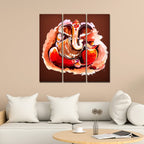 VIBECRAFTS Devotional Shree Ganesha 3 Pieces Canvas Wall Painting Fitted With Wooden Frame For Home | Office | Living Room | Gifts (PTVC3Pcs1_9578)