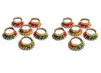 Prapti Handicrafts Handcrafted TeaLight Candle Holders Pack of 12 Units for Diwali Decoration/Diya with Candles, Metal