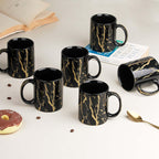 The Earth Store Black Copper Pipe Coffee Mug Set of 6 Ceramic Mugs to Gift to Best Friend, Tea Mugs, Microwave Safe Coffee Mugs,