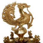 Artvarko Brass Peacock Diya Table Oil Lamp Traditional Handmade Lamp for Temples Puja Festival Gifts & Home Decor (Golden) Height: 12 Inch,