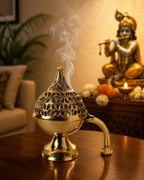 Artvarko™ Brass Incense Loban Dani Holder Dhuna Charkol Dhoop Dani Aarti Loban Burner Purifying with Handle Big Size (7x4.5x7 Inch)