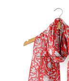 Ravaiyaa - Attitude is everything Hand Block Printed Cotton Long Stole Scarves Hijab Neck Wrap Scarf 71 X 21 Inch (Red White Floral)