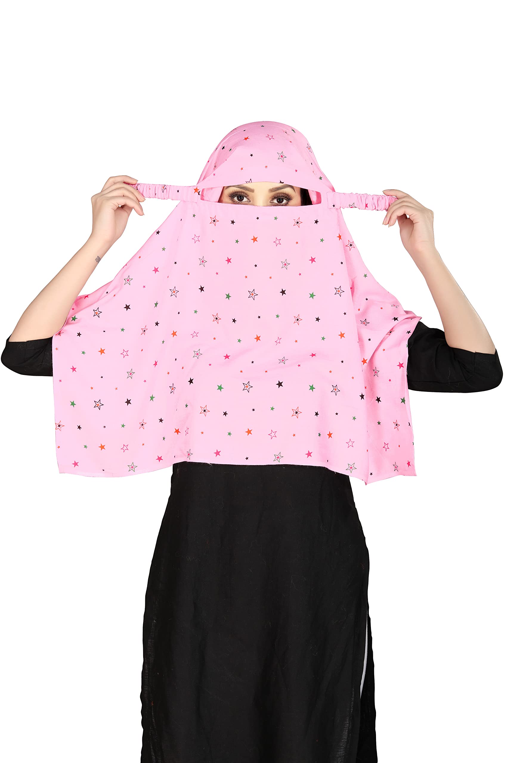 7 season's Summer Sun Protection Women Mask for Summer Outdoor Cycling UV Sun Protection Face Cover Scarf (S - Pink Star)