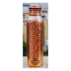 INDIAN ART VILLA Copper Hammered Design Water Bottle - 600 ML, Ayurvedic Health Benefits, Ideal for Home, Office, Gym, Travel, and Gifting, Pack of 1