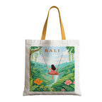 The Purple Tree WanderTote Travel Theme Tote Bag for Women, Aesthetic City Print Canvas Shoulder Bag, Reusable Eco-Friendly bag for Shopping & Everyday Carry Tote (Bali Edition)