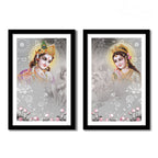 VIBECRAFTS Premium 2 Pieces Quality Frame Painting of Radha Krishna Office Digital Reprint Posters with Synthetic Wooden Home, Decorative Gift Item (25 inch x 18) (PFVC2Pcs2_901)