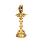 Artvarko Brass Bird Traditional Peacock Multiwick Diya Oil Lamp Table Decor with Stand for Home Diwali Puja Gift Temple Showpiece 11 Inch