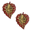 Kridaykraft Multicolour Handmade Decorative Feng Shui Metal Pan Leaf Hanging Ganesh Ji Statue (red Color)
