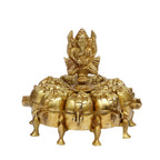 ARTVARKO Brass Ganesha Chopda Box Ganpati Idol Multiple Nine Box Compartment for Kumkum Sindoor Vermillion Worshiping Ritual Marriage Gift Gold 6 Inch