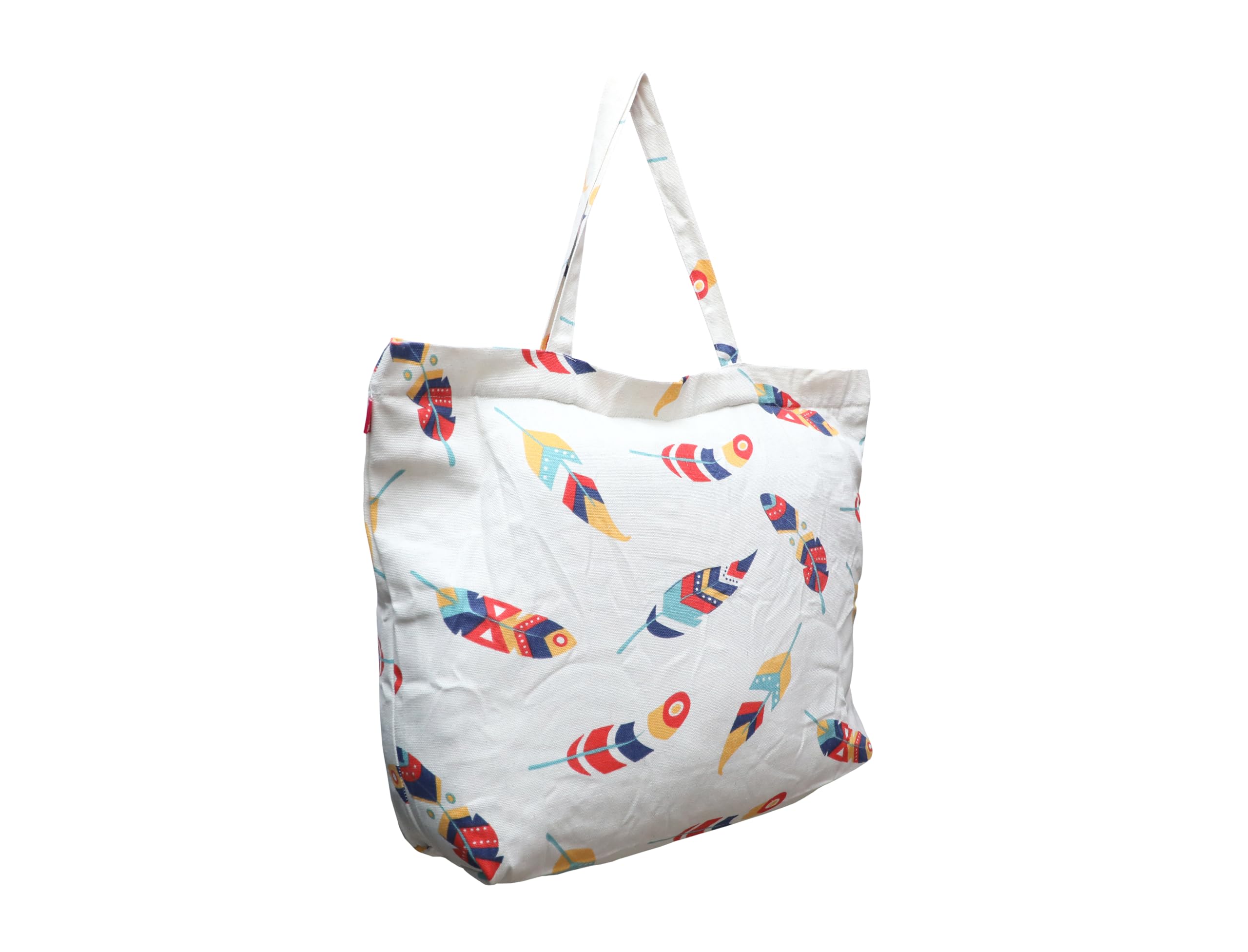 JEH BAGS Cotton Jute Shoulder Bag|Folding Button Bag|Printed Tote Shopping Bags|Market Travel large Bag - 52 x 2 x 45.5 cm