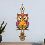 Artvibes Owl Evil Eye Protection Wall Hanging for Home Entrance | Lucky Owl MDF Nazar Battu Decor | Decorative Vastu Wall Art for Bedroom | Office | Balcony & Living Room | Home Accent (WH_8528N)