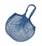 MSK Looms Eco Friendly Light Weight Cotton Net String Bag with Short Handle, Reusable Produce Bag for Fruits and Vegetable - Blue