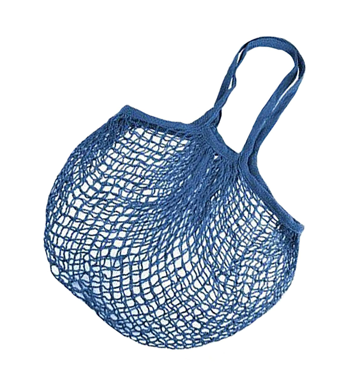 MSK Looms Eco Friendly Light Weight Cotton Net String Bag with Short Handle, Reusable Produce Bag for Fruits and Vegetable - Blue