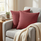 CASA-NEST Jute Cushion Cover 24x24 (Pack of 2) (Red) JUTEREV24