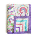 Silverlinen Unicorn & Rainbows 100% Cotton 3 Layer Reversible Single Baby Blanket Dohar for Infants 0 to 2 Years - Multicolour (Size: 40 x 30 Inches) Kafalo