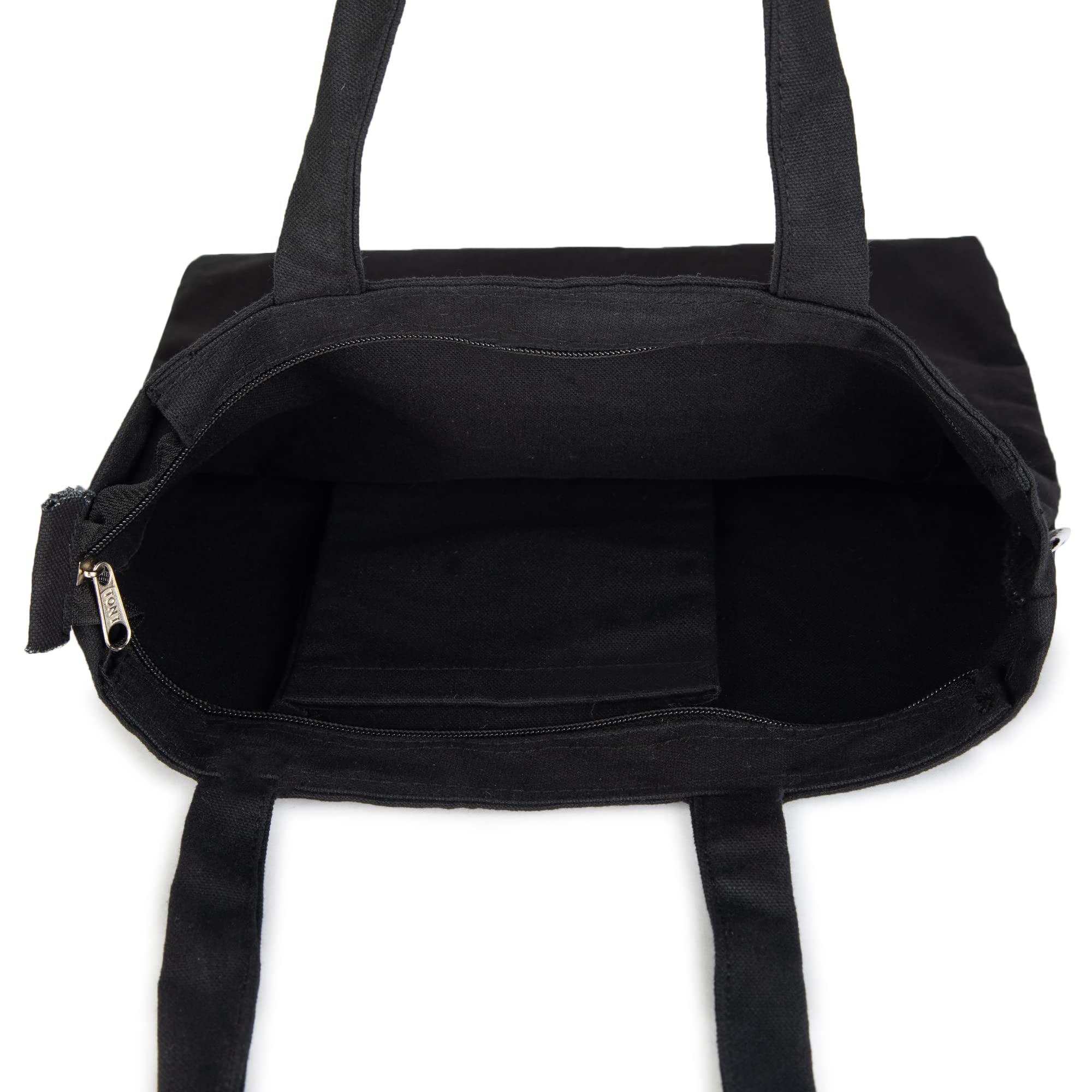 DANIOO DON'T WORRY WE CARRY Canvas Tote Bag For Women, Multipurpose Handbags For Women With Zipper And Pocket For Travel, Shopping And College Tote Bag (Black Owl), White & Black