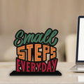 Artvibes Wooden Idols and Figurine Small Steps Everyday Quotes Table Decor for Office Desk Alphabet Showpiece | Home Decoration | Living Room | Modern Gifting Item (Sp_1162)