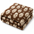 Rubru Leo Flannel AC Blanket, Chocolate Floral, Double Kafalo
