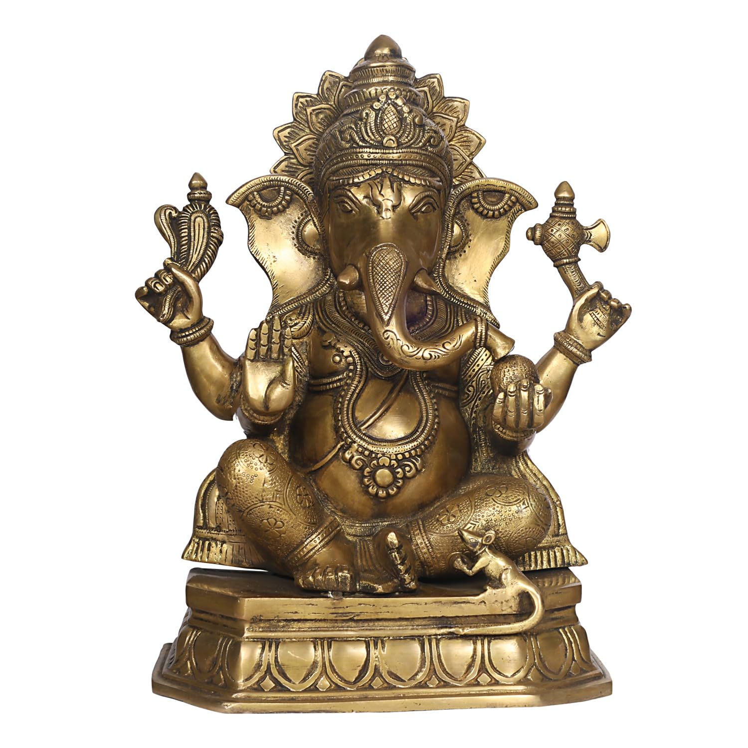 ARTVARKO Big Brass Ganesh Bhagwan Idol Ganesha Statue Ganpati Murti for Home Entrance Decor Diwali Gift Height 15 Inch