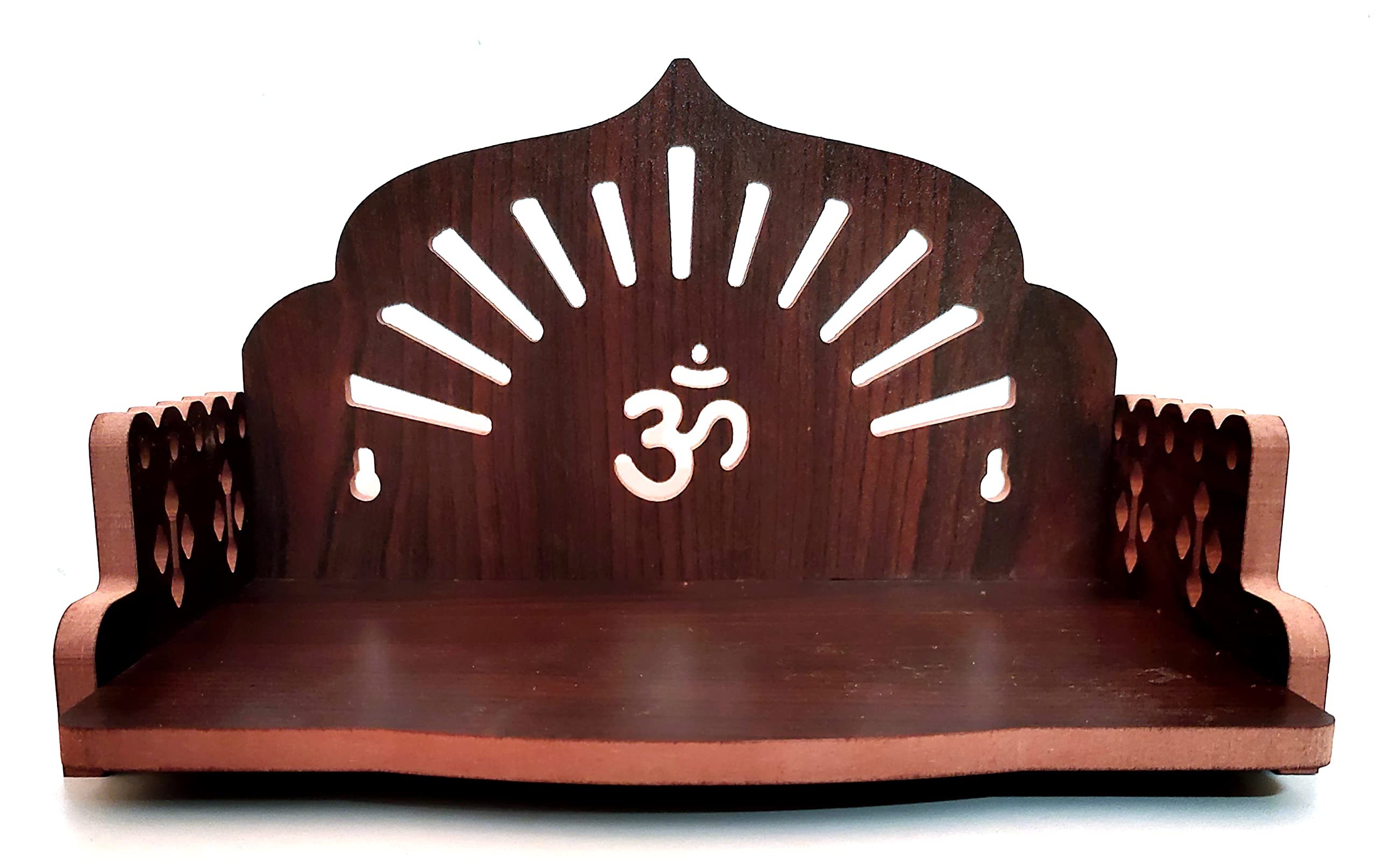 DIVOKAH® Plywood Small Wooden Temple for Home Office and Shop/sinhasan/Pooja Stand/Hindola (8.5 in * 6 in * 5.5 in) (8 MM Plywood Thickness) BR_OMSUN