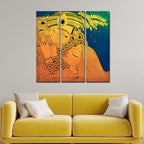 VIBECRAFTS Beautiful Radha Krishna 3 Pieces Canvas Wall Painting Fitted With Wooden Frame For Home | Office | Living Room | Gifts (PTVC3Pcs1_9536)