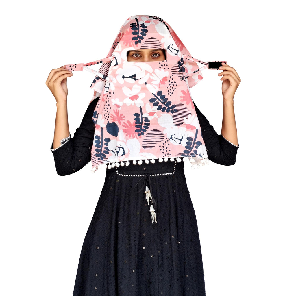 Tolexo Rayon cotton scarf free size with Hook and Lopp Tape closer-printed-free size (Peach)