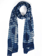 RAI SAHAB Printed Cotton Scarf for Women, Lightweight Soft Scarves Stoles for Summer & Winter(ST-40FLWRBLUE)