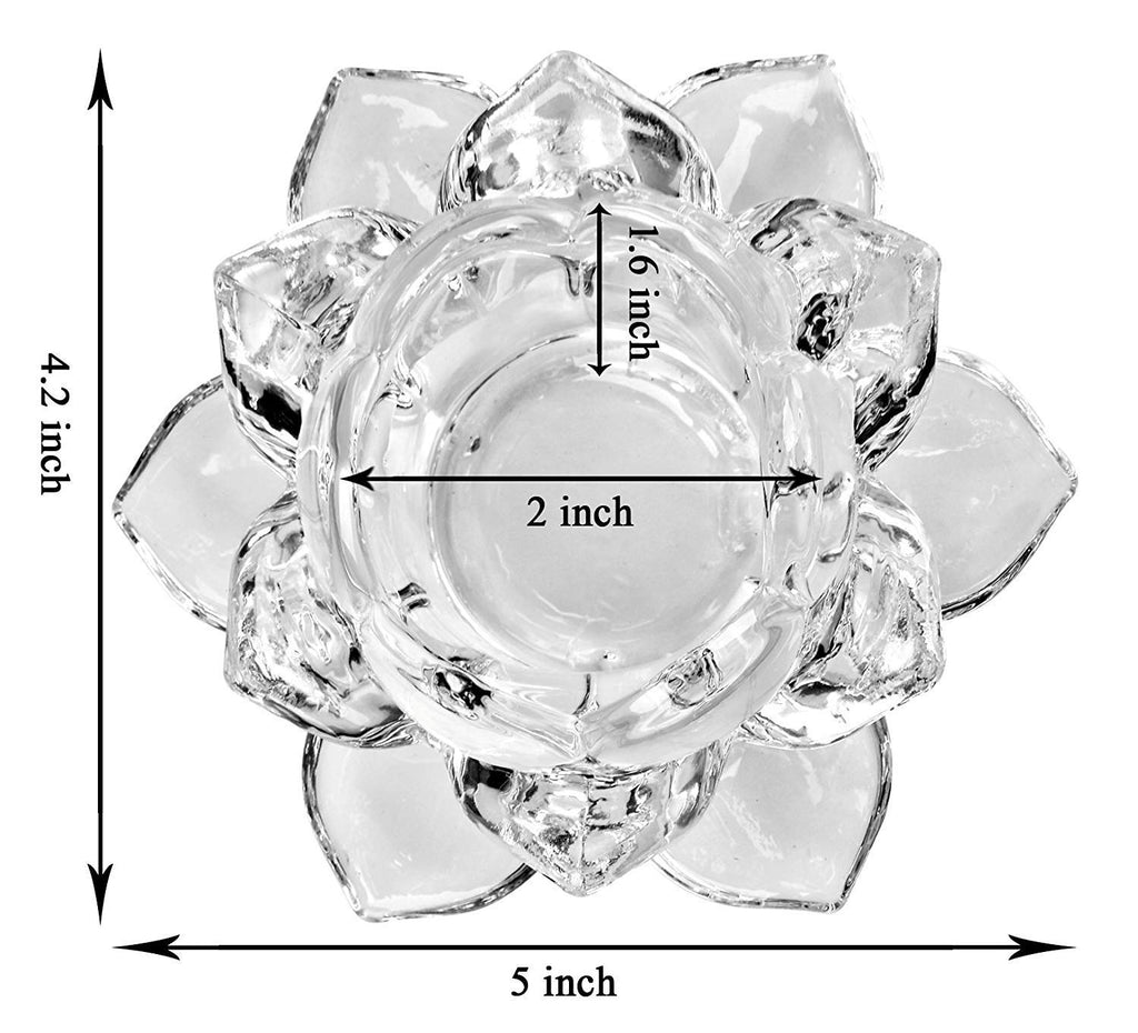 Onlyeasy Crystal Clear Lotus Flower Tea Light Candle Holder, Perfect for Home Decor and Festival, Pack of 1