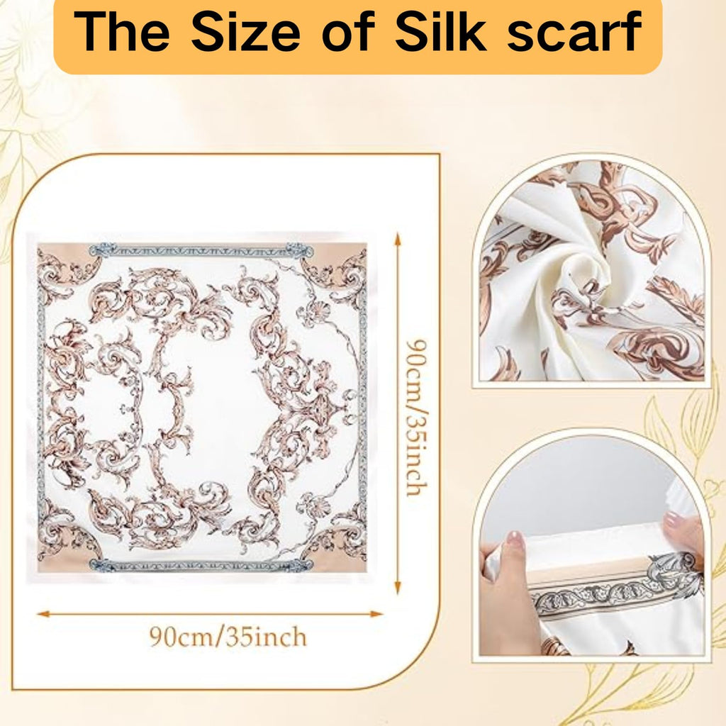 Flavizo Satin Silk Scarf for Women Stylish - White Square Head Scarves | Lightweight Elegant Bandanas for Ladies - White