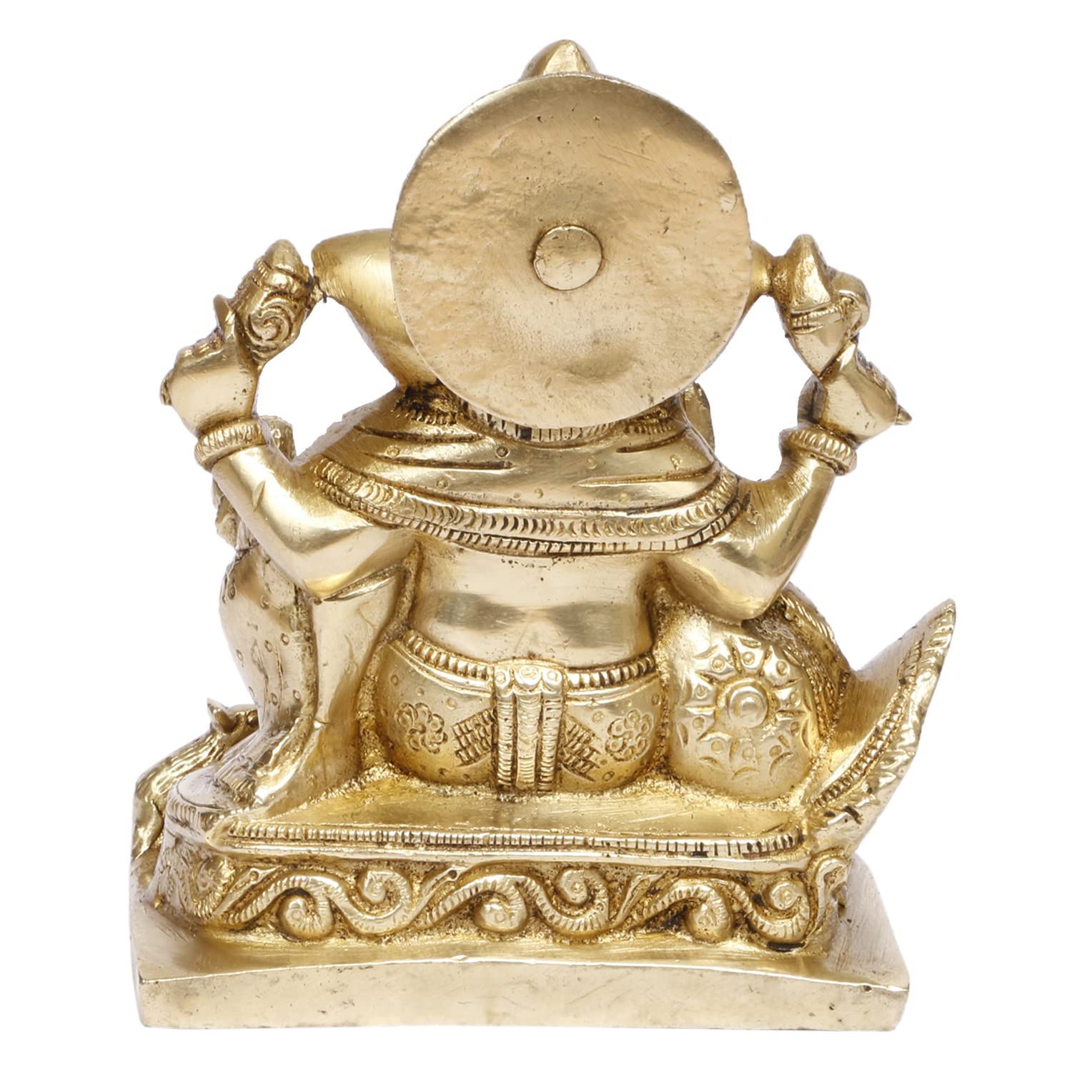 ARTVARKO Brass Lord Ganesha Murti in Resting Blessing Posture Sitting on Singhasana Ganesh Bhagwan Idol Ganpati Metal Statue 5.5 Inch