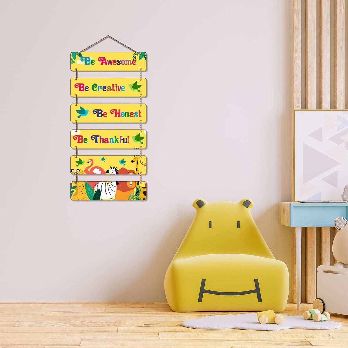 Artvibes Decorative Wall Hanging Wooden Art Decoration item for Living Room | Bedroom | Home Decor | Gifts | Quotes Decor Item | Wall Art For Hall | Mdf Wall Decoration, Set of 6 (WH_3297NR)