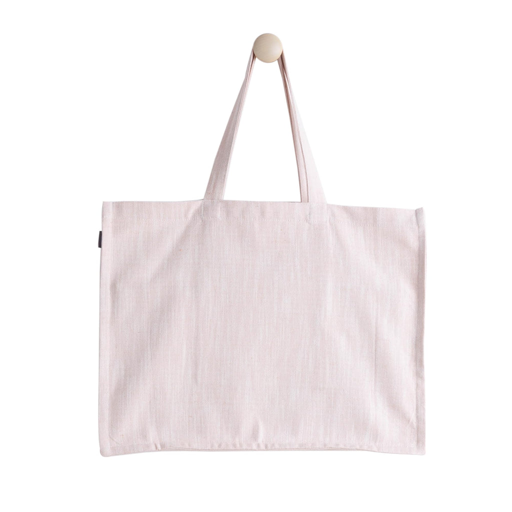 KITES CREATIONS 100% Cotton Shopping Bag, Stylish & Shoulder Tote with Inner Pocket, Perfect for Grocery, Travel, Shopping, Chambray Slub (14”x17.5”x5.5”), Set of 10 - Cloud Rose