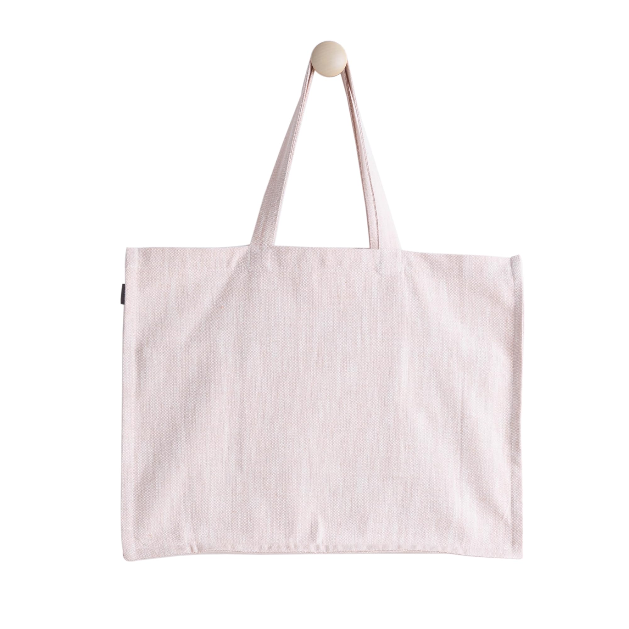 KITES CREATIONS 100% Cotton Shopping Bag, Stylish & Shoulder Tote with Inner Pocket, Perfect for Grocery, Travel, Shopping, Chambray Slub (14”x17.5”x5.5”), Set of 10 - Cloud Rose