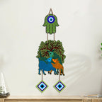 Artvibes Tree of Life Deer Family Evil Eye Wall Hanging Decor | Nature Inspired Nazar Battu Protection Ornament | Rustic Spiritual Accent for Home Entrance | Living Room | Gift Item (WH_85146N)