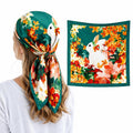 Etietnic Satin Square Head Scarf for Women,GREEN RABBIT Printed