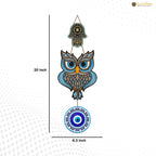 Artvibes Owl Shape Luck Prosperity MDF Wood Wall Hanger Ornaments For Vastu For Home Decoration | Livingroom | Spiritual Decor Item | Wall Illustrations | Ethnic Wall Decor | Wall Art Print (WH_8511N)