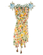 Chandwasia Fashion Floral Printed Scarf | Neck Shoulder Head Wrap Styling Dupatta Use | Polyester Chiffon Fabric Tassel Border Lightweight Pattern Women - Cream