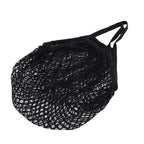 MSK Looms Eco Friendly Light Weight Cotton Net String Bag with Short Handle, Reusable Produce Bag for Fruits and Vegetable - Black