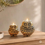 BEHOMA Metal Owls Votive Holder Mother and Child Set