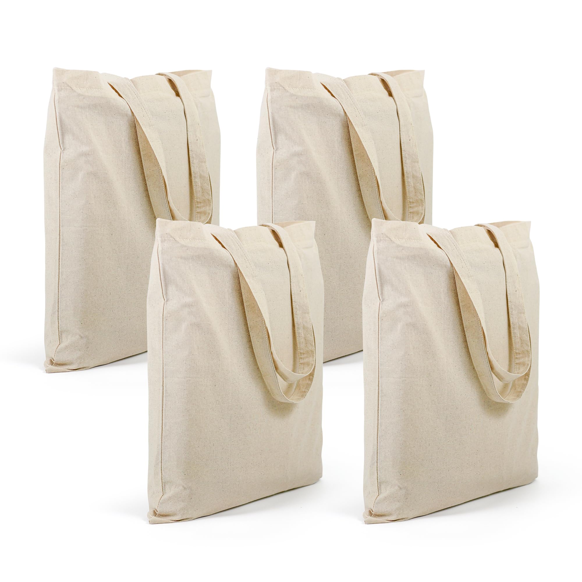 Cotton Tote Bag for Women with Zipper, Plain Canvas Tote Bag for Painting & DIY, Reusable Eco-Friendly Bag for Shopping, School & Gym – 4 Pcs