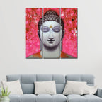 VIBECRAFTS 3 Pieces Spiritual Gautam Buddha Canvas Wall Painting Fitted With Wooden Frame For Home | Office | Living Room | Gifts (PTVC3Pcs1_9591)