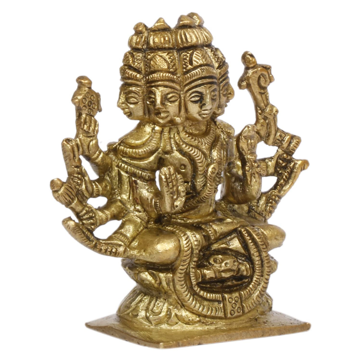 ARTVARKO Brass Idol Gayatri MATA Devi Sitting on Lotus, Savitri Hindu Goddess, Mother of Vedas, for Puja Mandir Temple Gift Décor(Small Gold 7x3x7 Cm)