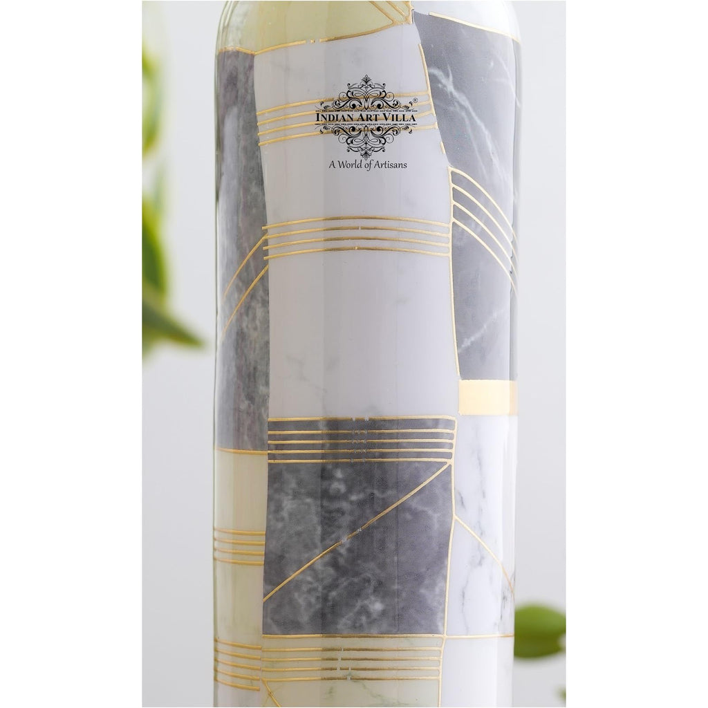 INDIAN ART VILLA Copper Gold Marble Print Copper Bottle, Copper Drinkware, Volume- 900 ML (Pack of 1)
