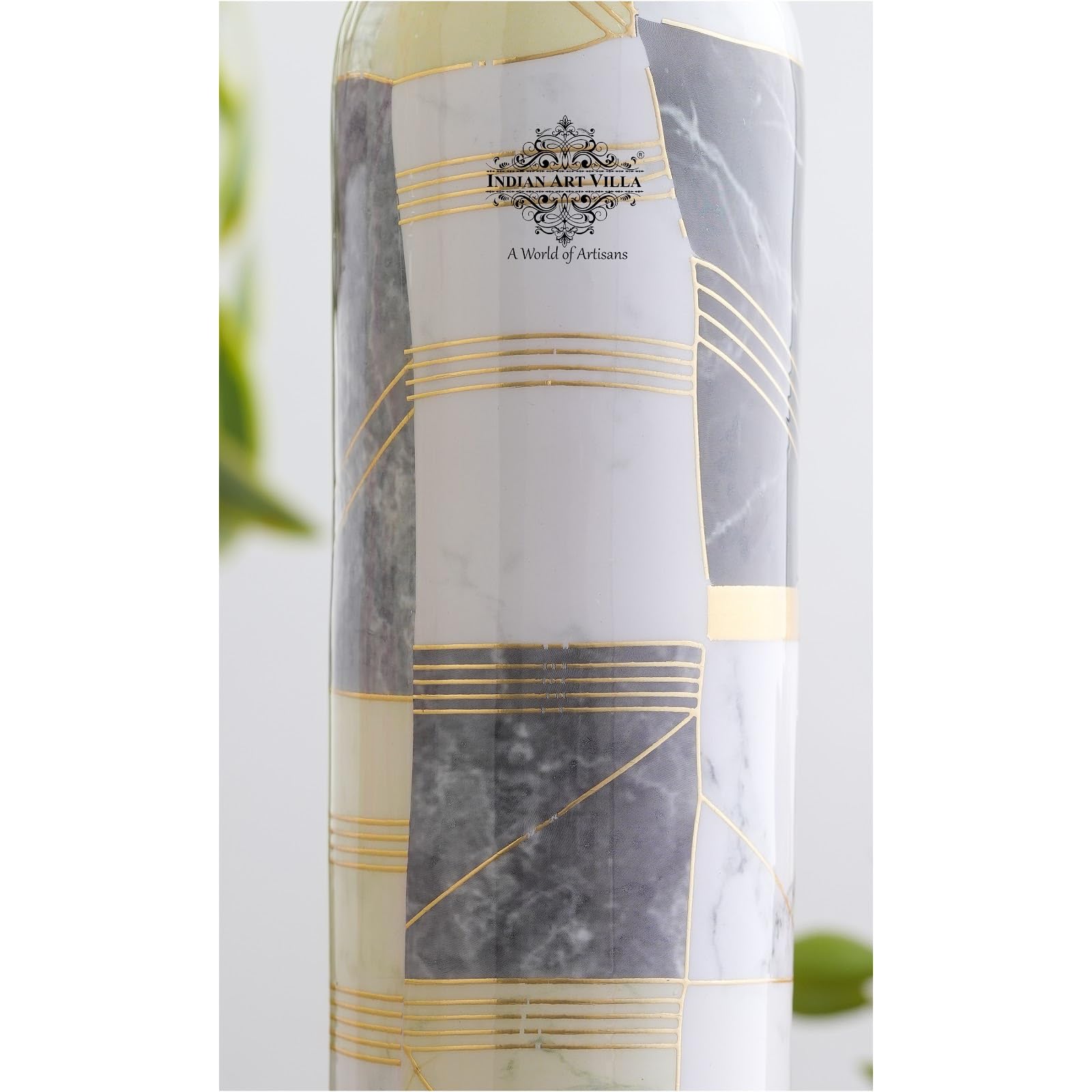 INDIAN ART VILLA Copper Gold Marble Print Copper Bottle, Copper Drinkware, Volume- 900 ML (Pack of 1)