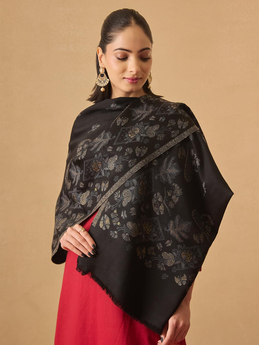 Pashmoda Women Eternal Blooms Kaani Wool Blend Stole (Size : 28x80in, 71X203cm) AVST08