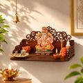 Gift Kya De Wooden Pooja Mandir for Home Wall | Small Temple for Office & Room | Indian Wooden Temple for Table or Shelf | Compact DIY Mandir | 12x9x6 Inch | Classic Design