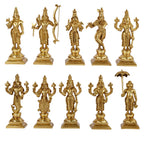 ARTVARKO Brass Dashavatara Dasavatharam of Lord Vishnu Statues Ten Incarnations Avatars Idol Murti for Mandir Puja Temple Height 9.5 Inches