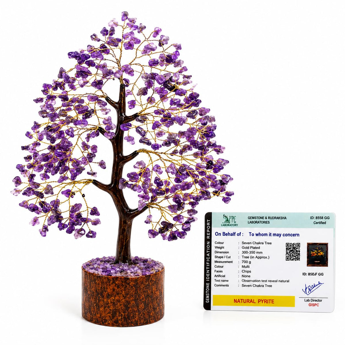 LXOMES Amethyst Crystal Tree, Natural Amethyst with Golden Wire, 10 Inch