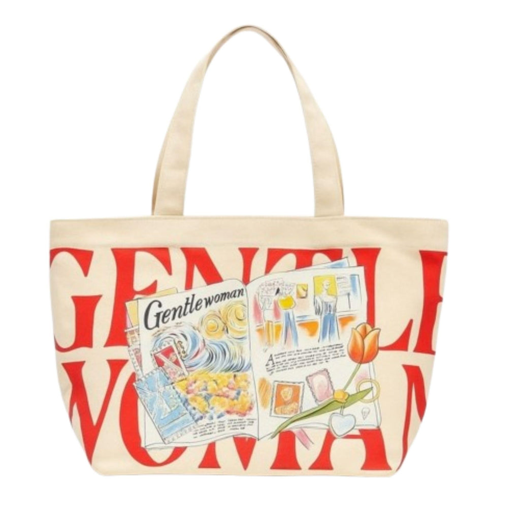 THE SACK CO. Large Canvas Tote Bag for Women, Tote Handbags for Women with Zipper & Inner Pocket for College, Shopping, Office (Gentle women red writting)